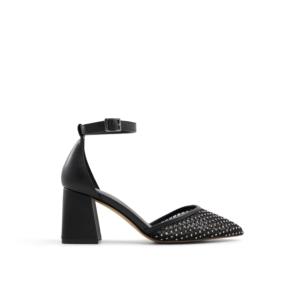 Daliaa Noir Toile Filet Femmes Talons chatons | Boutique Spring Canada