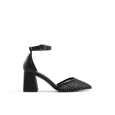 Daliaa Noir Toile Filet Femmes Talons chatons | Boutique Spring Canada