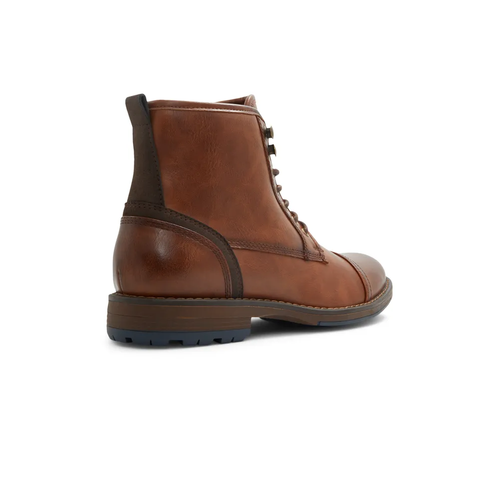 Donovann Cognac Synthetic Mixed Material Men's Lace-up Boots