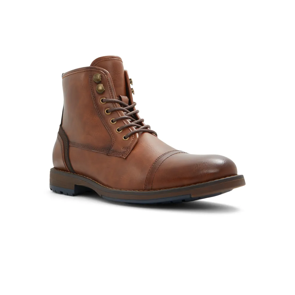 Donovann Cognac Synthetic Mixed Material Men's chunky boots