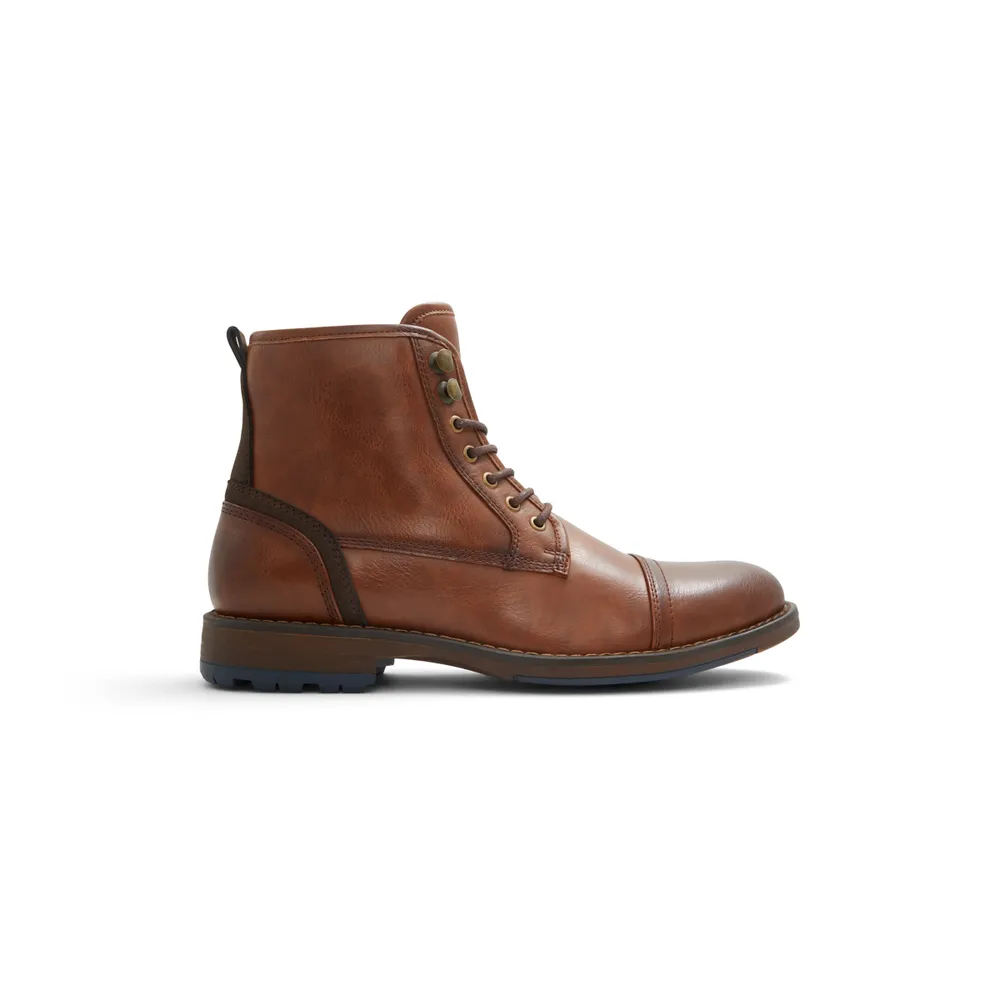 Donovann Cognac Synthetic Mixed Material Men's chunky boots