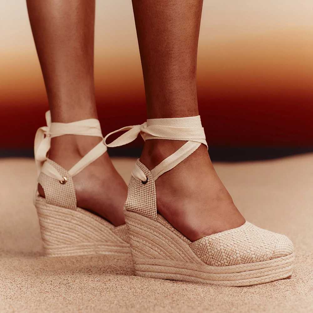 Goldiie Naturel Ouvert Femmes Talons compensés | Boutique Spring Canada