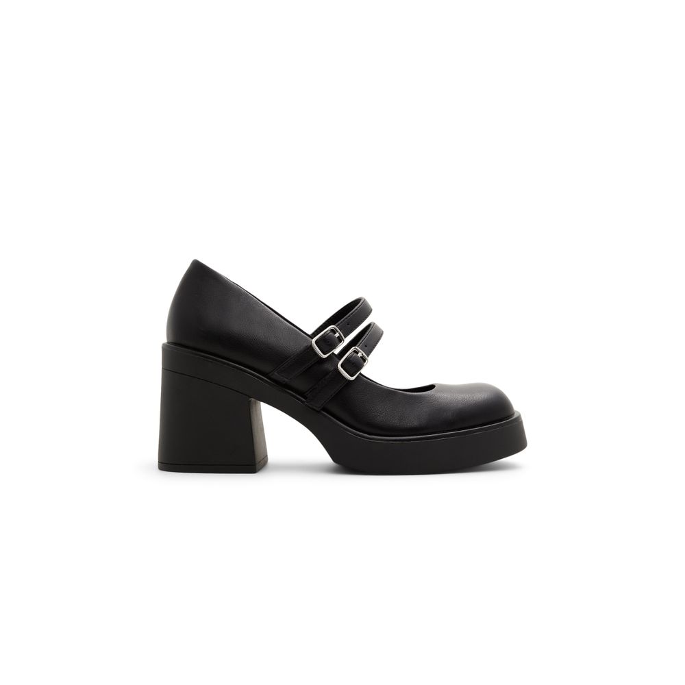 Monroe Black Synthetic Smooth Women's Platform Heels