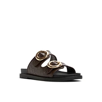 Taliah Marron Foncé Femmes Claquettes | Boutique Spring Canada
