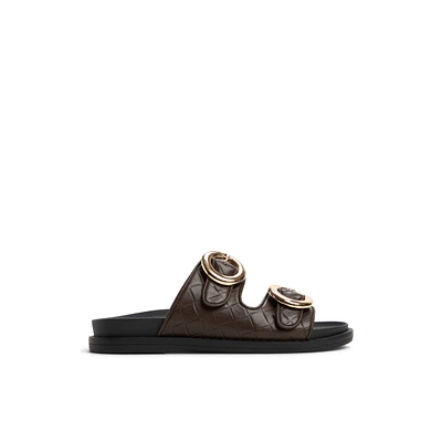 Taliah Marron Foncé Femmes Claquettes | Boutique Spring Canada