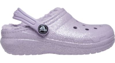 Crocs Kids’ Classic Glitter Lined Clog; Lavender
