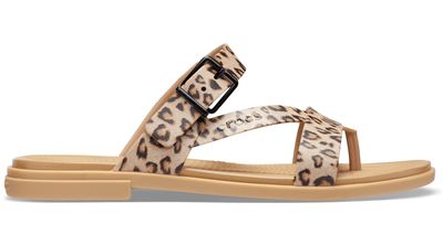 Crocs Women's Crocs Tulum Toe Post Sandal; Leopard / Tan