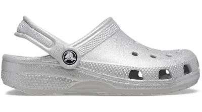 Crocs Toddler Classic Glitter Clog; Silver Glitter