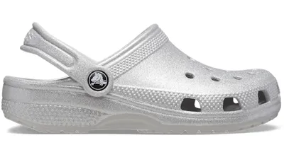 Crocs Kids' Classic Glitter Clog; Silver Glitter