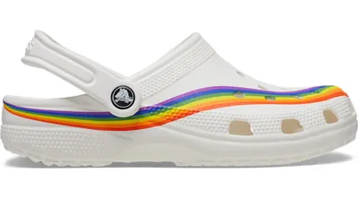 Crocs Classic Rainbow Dye Clog; White / Multi