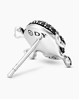 Memento Mori Skull Stud Earring in Sterling Silver with Pavé Black Diamonds and Rubies, 11mm