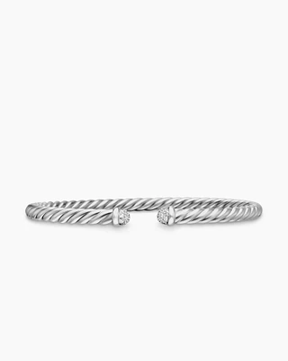Cablespira Bracelet 18K White Gold with Diamonds, 4mm