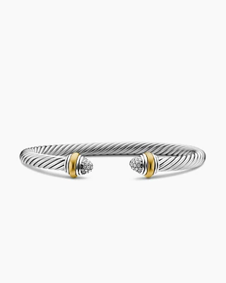 Cable Classics Bracelet with Pavé Domes and 14K Yellow Gold, 5mm