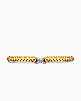Cablespira X Station Bracelet 18K Yellow Gold with Diamonds, 4mm