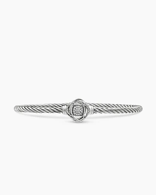 Infinity Bracelet in Sterling Silver with Diamonds, 3mm