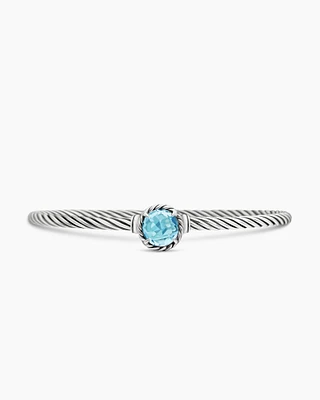Petite Chatelaine® Bracelet Sterling Silver with Blue Topaz, 3mm