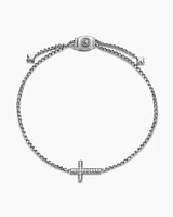 Petite Pavé Cross Chain Bracelet in Sterling Silver with Diamonds, 1.7mm