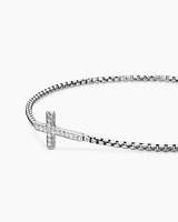 Petite Pavé Cross Chain Bracelet in Sterling Silver with Diamonds, 1.7mm