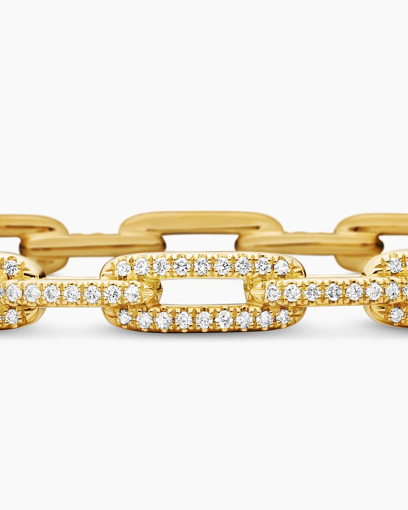 Stax Chain Link Bracelet 18K Yellow Gold with Diamonds, 4mm