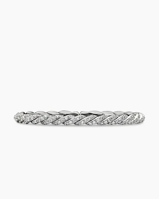 Cablespira Bracelet 18K White Gold with Diamonds, 3mm