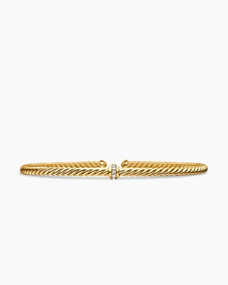 Cablespira Station Bracelet 18K Yellow Gold with Diamonds, 3mm