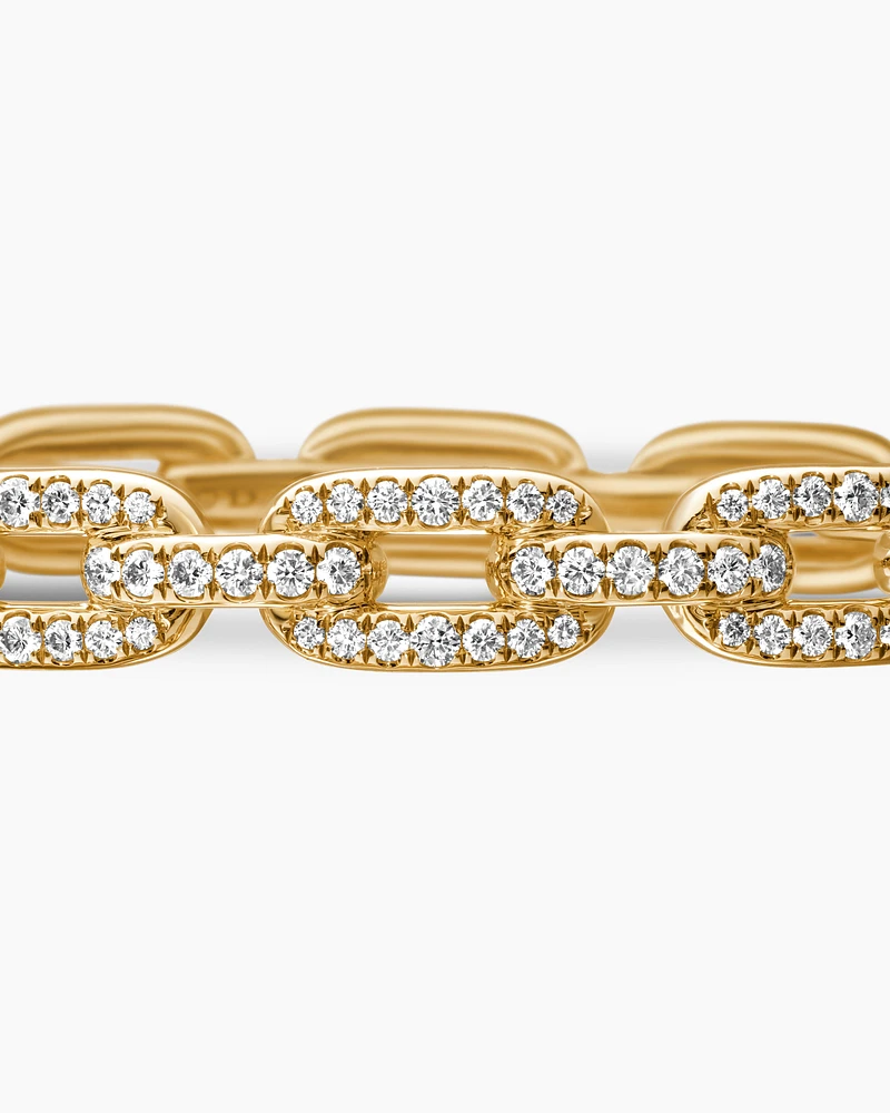 Stax Chain Link Bracelet in 18K Yellow Gold with Diamonds, 7mm