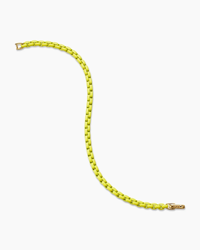DY Bael Aire Colour Box Chain Bracelet in Yellow Acrylic with 14K Yellow Gold Accent, 4mm