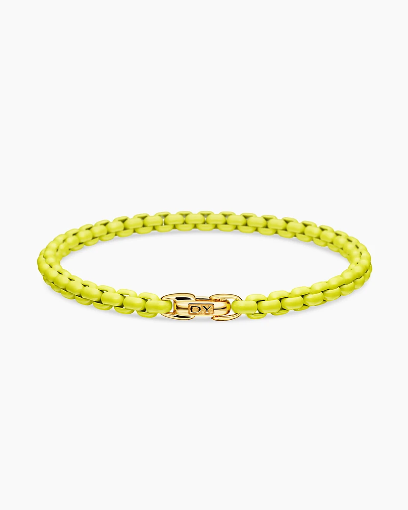 DY Bael Aire Colour Box Chain Bracelet in Yellow Acrylic with 14K Yellow Gold Accent, 4mm