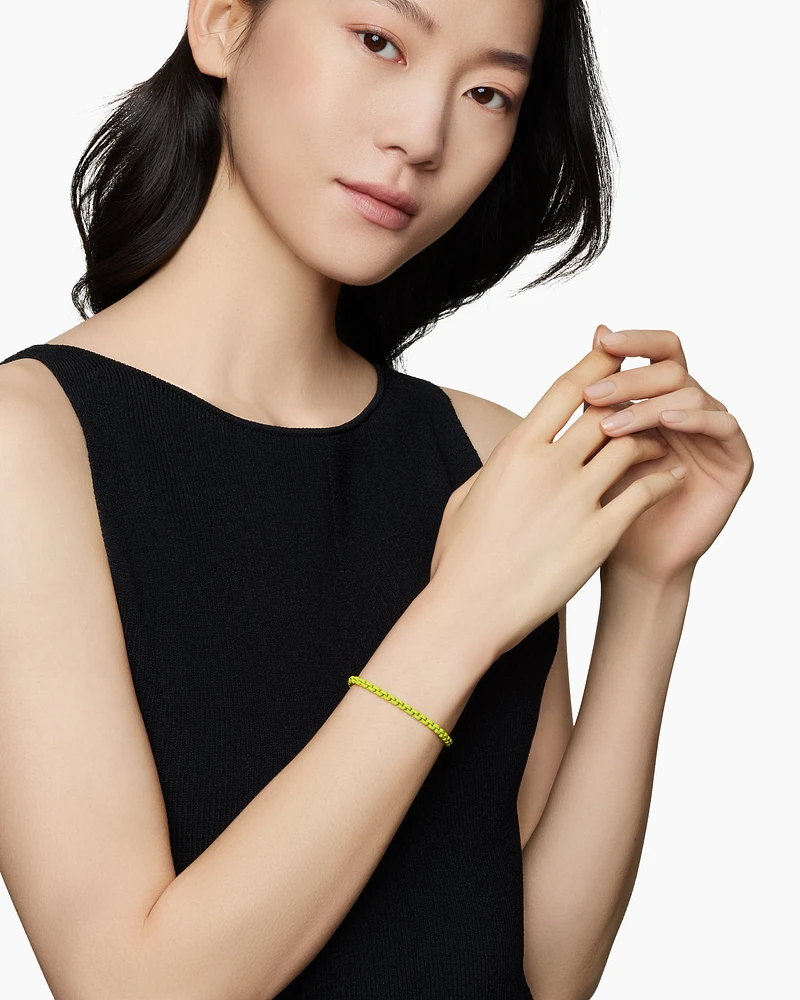 DY Bael Aire Colour Box Chain Bracelet in Yellow Acrylic with 14K Yellow Gold Accent, 4mm