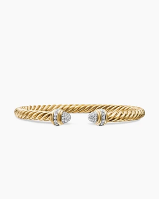 Empire Cable Bracelet 18K Yellow Gold with Diamonds, 5mm