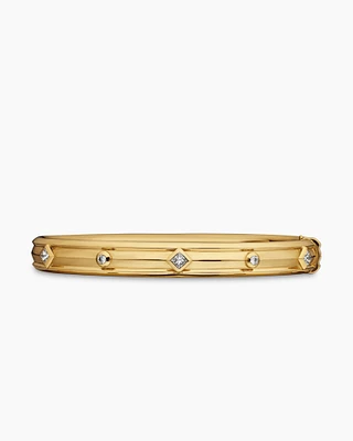 Modern Renaissance Bangle Bracelet in 18K Yellow Gold with Diamonds, 8mm