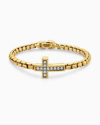 Cable Bracelet 18K Yellow Gold with Diamonds, 5mm
