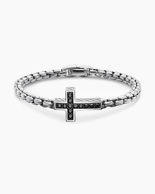 Pavé Cross Bracelet Sterling Silver with Black Diamonds, 5mm
