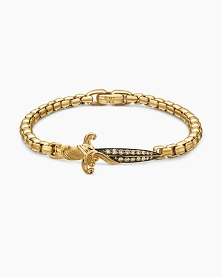 Waves Dagger Bracelet with 18K Yellow Gold, 5mm