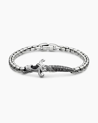 Waves Dagger Bracelet Sterling Silver with Black Diamonds, 5mm