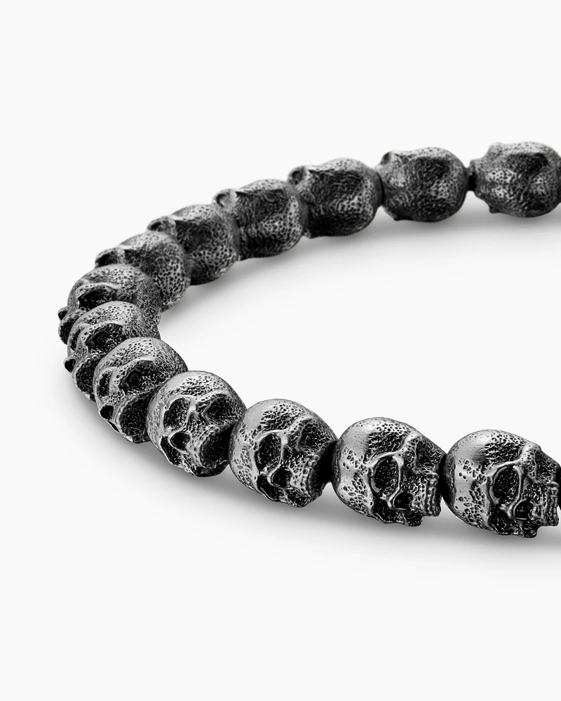 Memento Mori Skull Bead Bracelet Sterling Silver, 6mm
