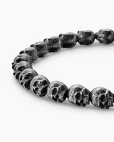 Memento Mori Skull Bead Bracelet Sterling Silver, 6mm