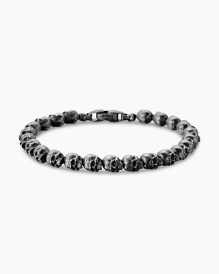Memento Mori Skull Bead Bracelet Sterling Silver, 6mm