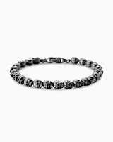 Memento Mori Skull Bead Bracelet Sterling Silver, 6mm