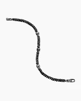 Memento Mori Skull Station Bracelet Sterling Silver with Black Spinel, 6mm