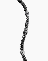 Memento Mori Skull Station Bracelet Sterling Silver with Black Spinel, 6mm