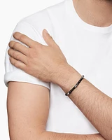 Memento Mori Skull Station Bracelet Sterling Silver with Black Spinel, 6mm