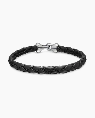 Armoury® Bracelet in Black Leather with Sterling Silver, 6.6mm