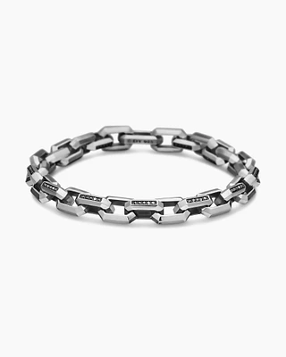 Streamline® Heirloom Chain Link Bracelet Sterling Silver with Pavé Black Diamonds, 7.5mm