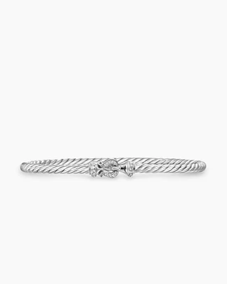 Cable Edge Bracelet Recycled Sterling Silver with Diamonds
