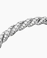 Sculpted Cable Flex Bracelet in 18K White Gold with Diamonds, 7.5mm