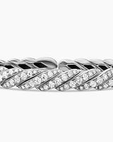 Sculpted Cable Flex Bracelet in 18K White Gold with Diamonds, 7.5mm