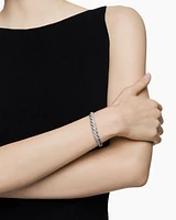 Sculpted Cable Flex Bracelet in 18K White Gold with Diamonds, 7.5mm