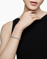 Sculpted Cable Flex Bracelet in 18K White Gold with Diamonds, 7.5mm