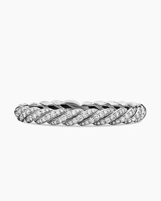 Sculpted Cable Flex Bracelet in 18K White Gold with Diamonds, 7.5mm